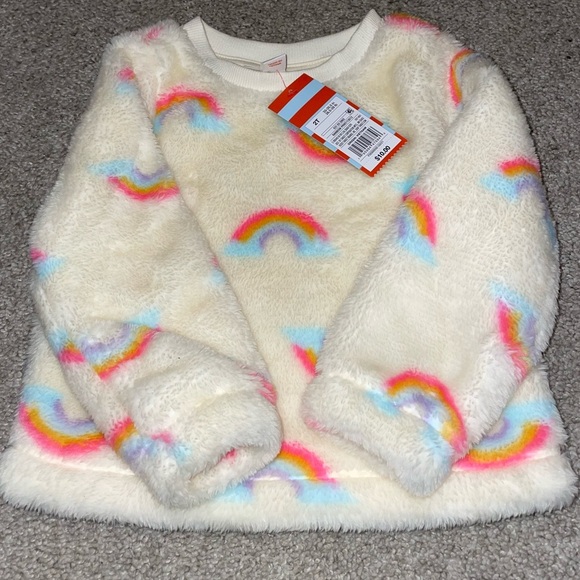 🌈 Toddler Girls Cat & Jack Soft Fluffy Rainbow Sweatshirt, 2T - Picture 1 of 3